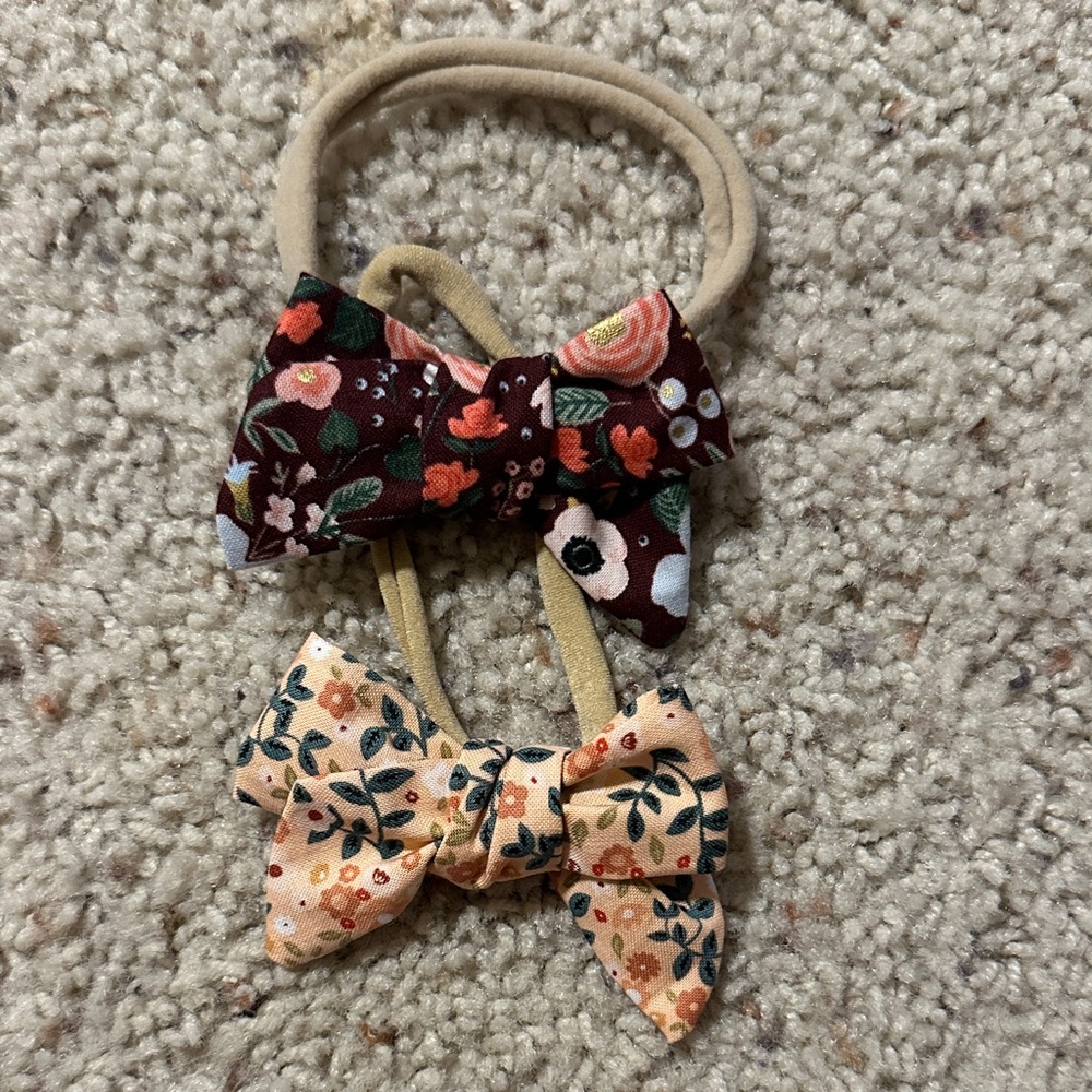 Two Floral Bow Hair bows on headbands